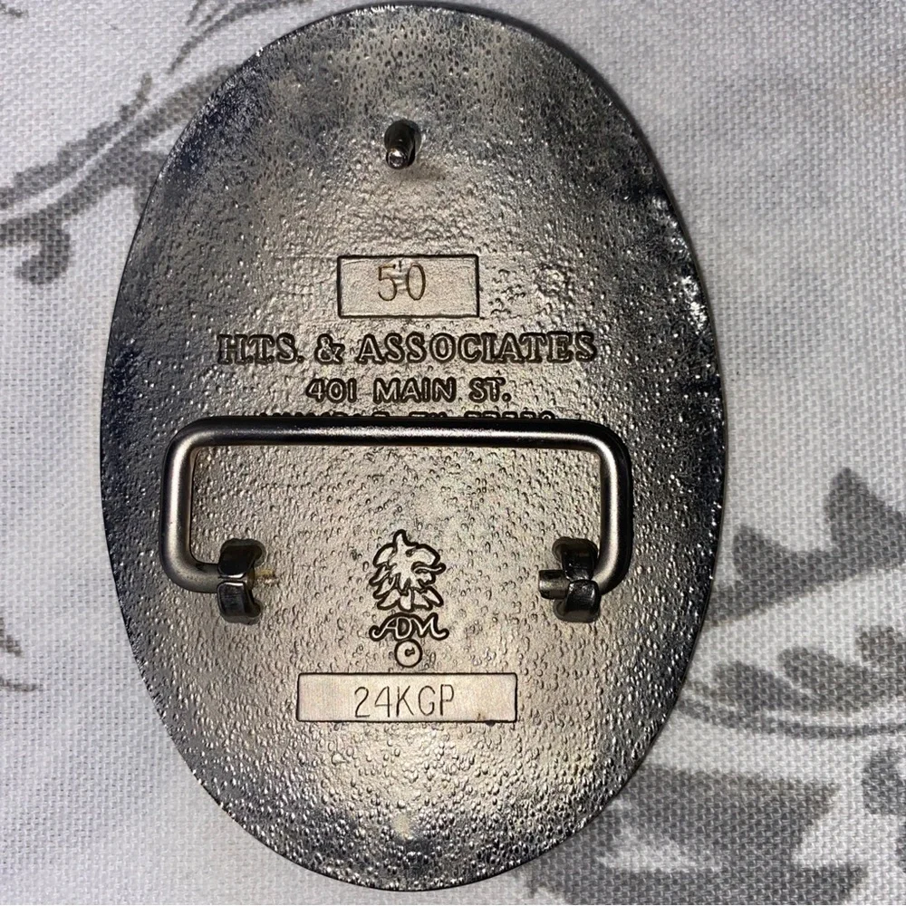 1983 Belt‎ Buckle 24 KT GP Vintage Chamber of Commerce Humble Area TX.